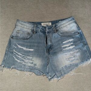 Blue Distressed Jean Shorts